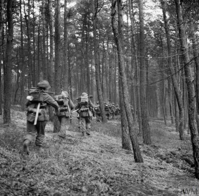 Infantry advance through the Reichswald