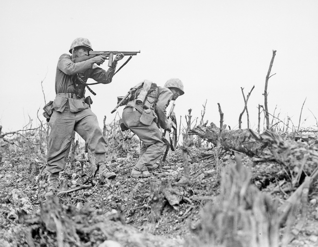 Two Marines fighting on Okinawa